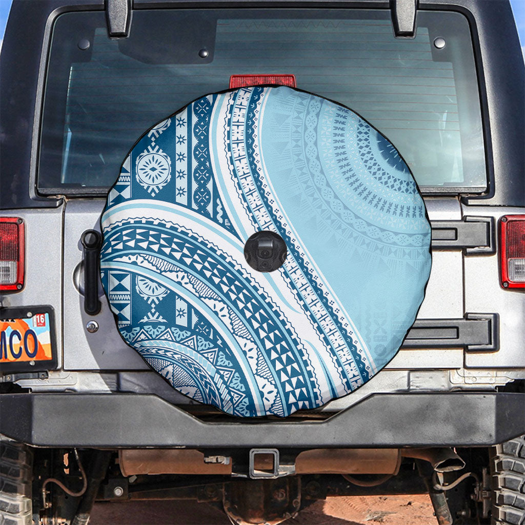 Bula Fiji Vintage Tapa Spare Tire Cover Kaivity Masi Wave Motifs - Turquoise LT7 Turquoise - Polynesian Pride