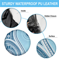 Bula Fiji Vintage Tapa Spare Tire Cover Kaivity Masi Wave Motifs - Turquoise LT7 - Polynesian Pride