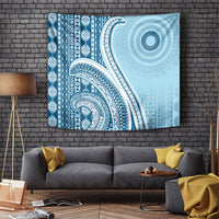 Bula Fiji Vintage Tapa Tapestry Kaivity Masi Wave Motifs - Turquoise LT7 Turquoise - Polynesian Pride