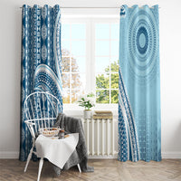 Bula Fiji Vintage Tapa Window Curtain Kaivity Masi Wave Motifs - Turquoise LT7 - Polynesian Pride