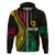 Custom Vanuatu Hoodie Melanesian Sand Drawing Mixed Ni Van and Proud LT7 Zip Hoodie Black - Polynesian Pride