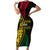 Personalised Vanuatu Short Sleeve Bodycon Dress Melanesian Sand Drawing Mixed - Ni Van and Proud LT7 Long Dress Black - Polynesian Pride