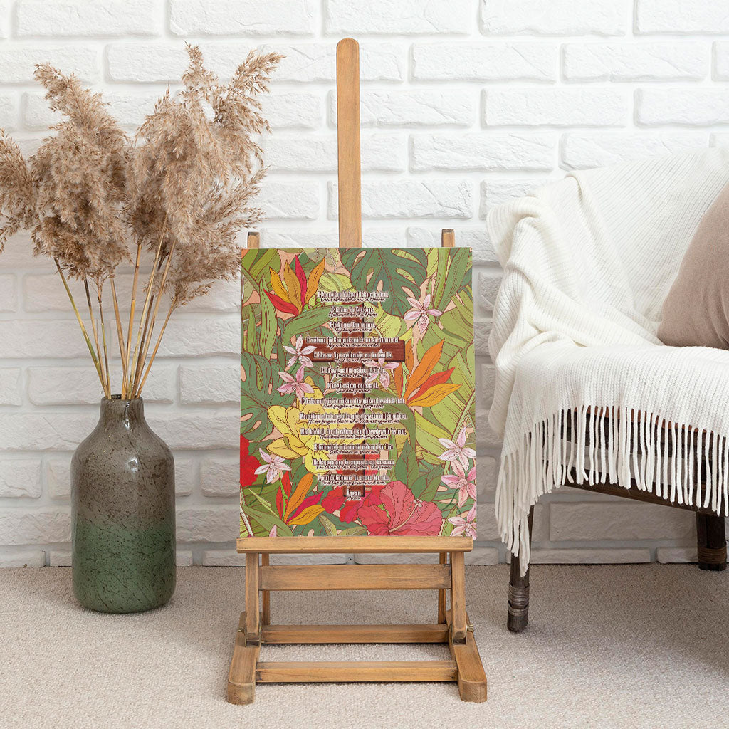 Mahalo Hawaii - Ka Pule a ka Haku Canvas Wall Art Tropical Flowers LT7 - Polynesian Pride