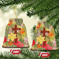 Mahalo Hawaii - Ka Pule a ka Haku Ceramic Ornament Tropical Flowers LT7 Bell Flake Coral Pink - Polynesian Pride