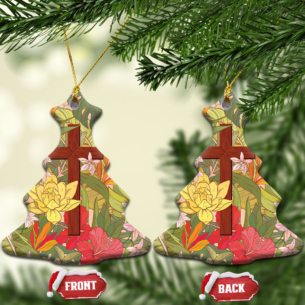 Mahalo Hawaii - Ka Pule a ka Haku Ceramic Ornament Tropical Flowers LT7 Christmas Tree Coral Pink - Polynesian Pride