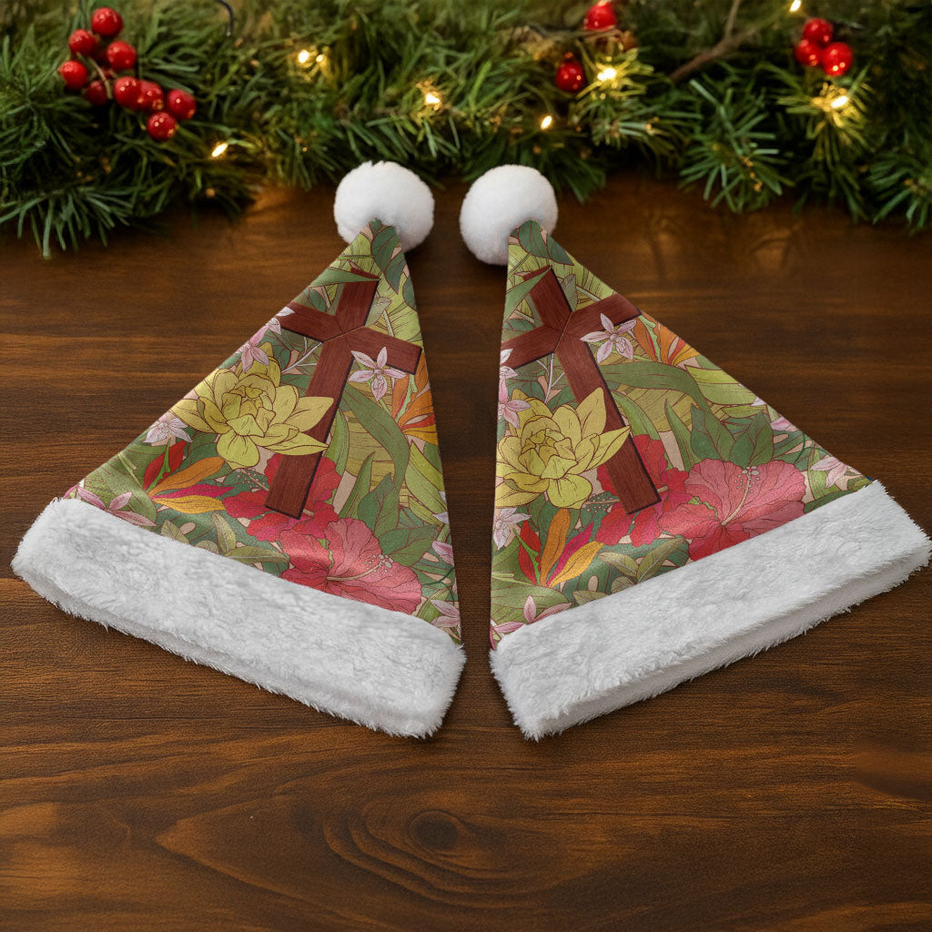 Mahalo Hawaii - Ka Pule a ka Haku Christmas Santa Hat Tropical Flowers LT7 - Polynesian Pride