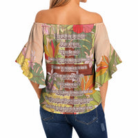 Mahalo Hawaii - Ka Pule a ka Haku Off Shoulder Wrap Waist Top Tropical Flowers LT7 - Polynesian Pride