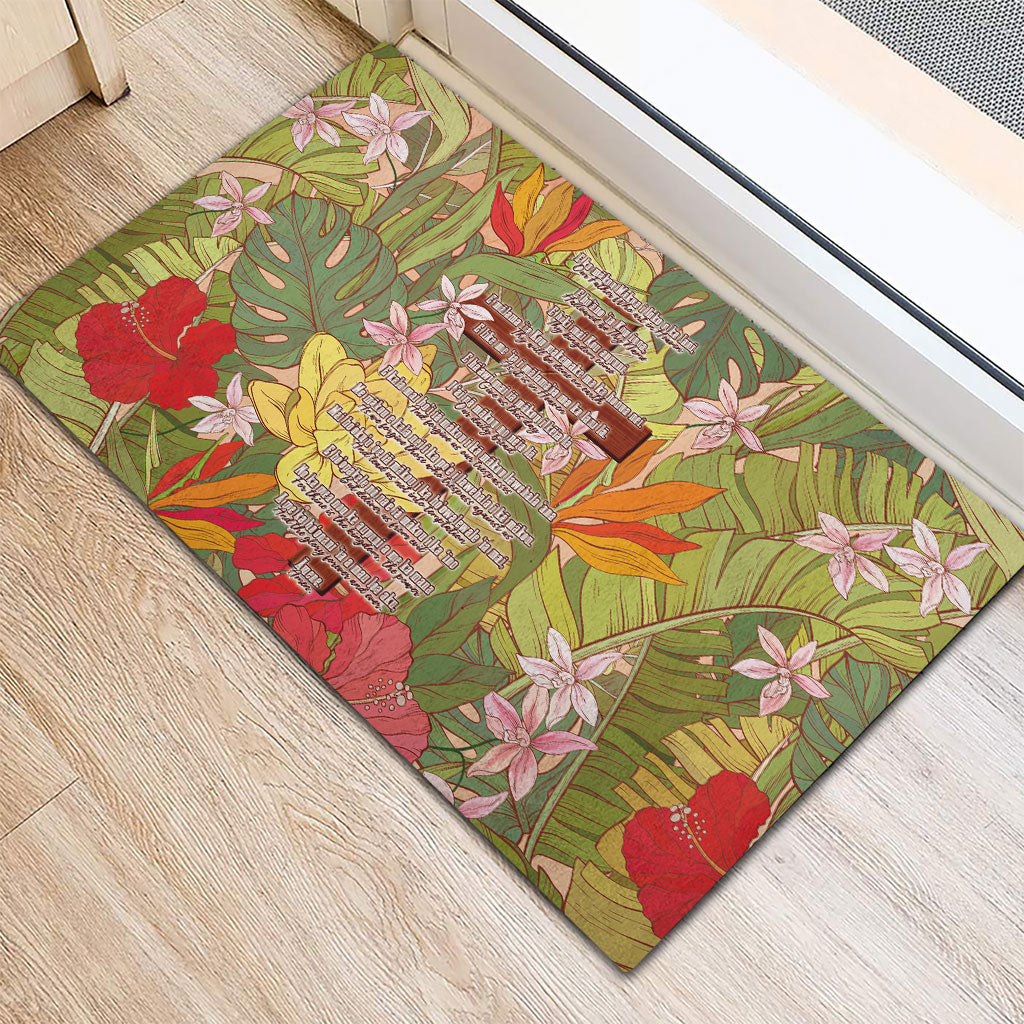 Mahalo Hawaii - Ka Pule a ka Haku Rubber Doormat Tropical Flowers LT7 - Polynesian Pride