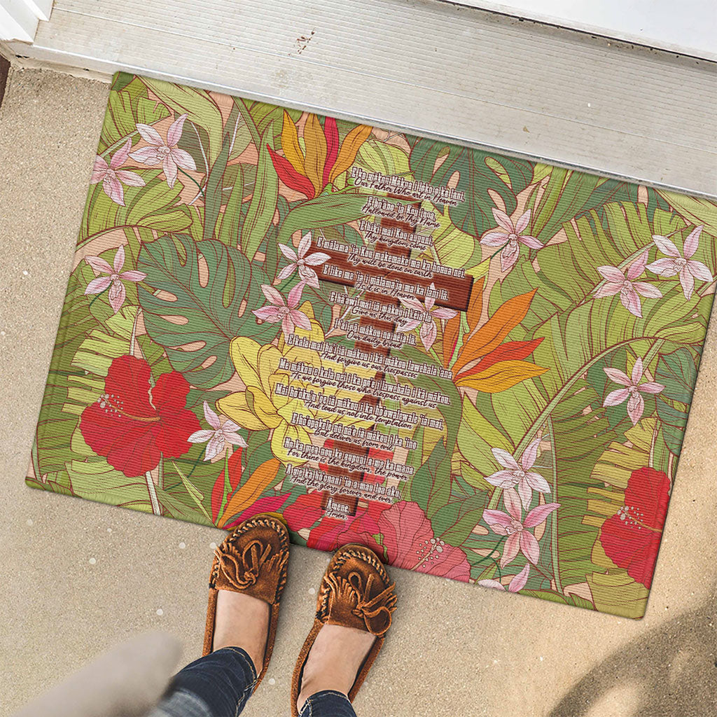 Mahalo Hawaii - Ka Pule a ka Haku Rubber Doormat Tropical Flowers LT7 - Polynesian Pride
