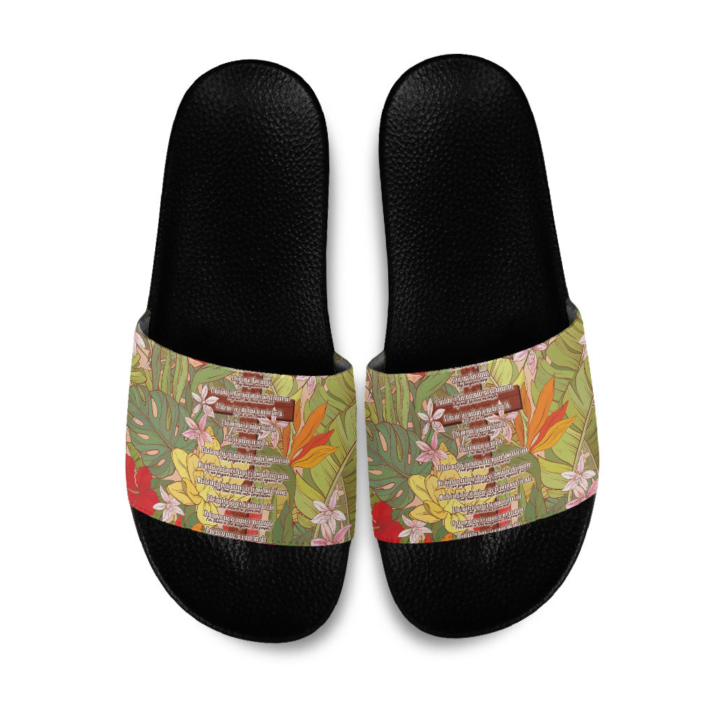 Mahalo Hawaii - Ka Pule a ka Haku Slide Sandals Tropical Flowers LT7 Coral Pink - Polynesian Pride
