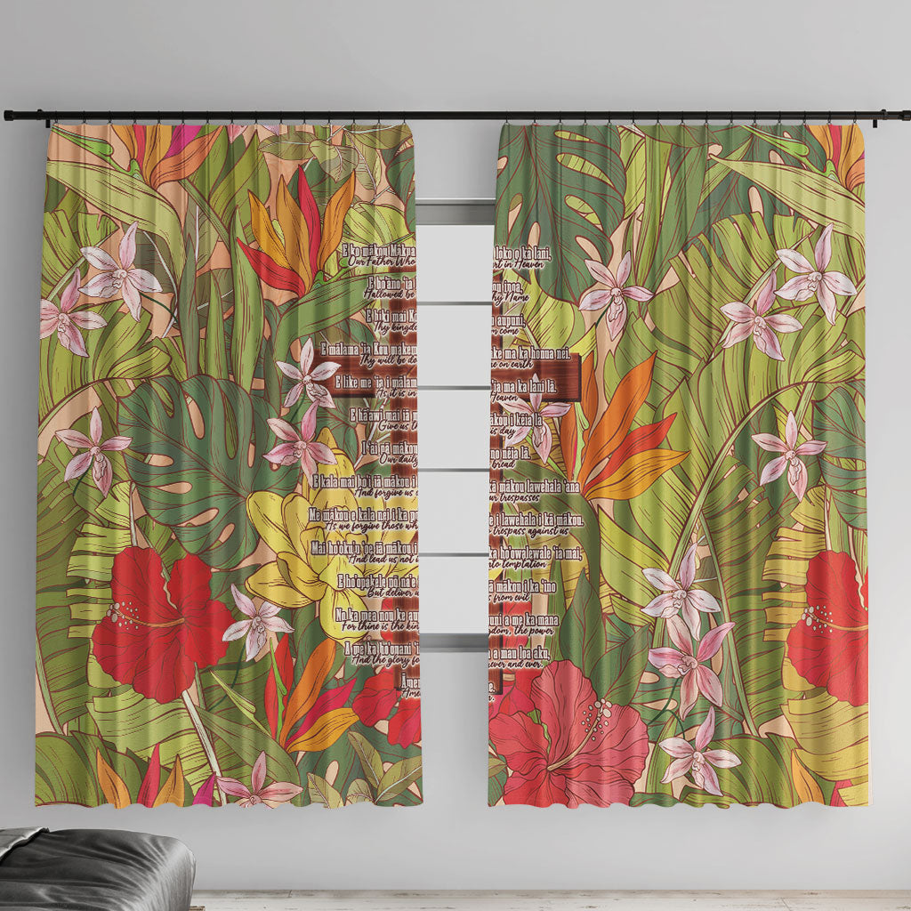 Mahalo Hawaii - Ka Pule a ka Haku Window Curtain Tropical Flowers LT7 With Hooks Coral Pink - Polynesian Pride