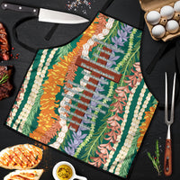 Mahalo Hawaii - Ka Pule a ka Haku Apron Mixed Lei LT7 Sage Green - Polynesian Pride