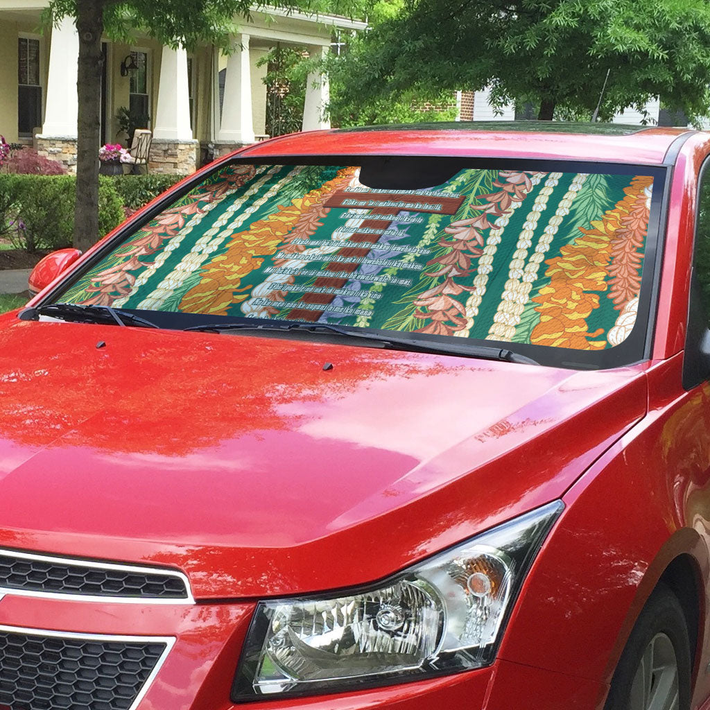 Mahalo Hawaii - Ka Pule a ka Haku Auto Sun Shade Mixed Lei LT7 - Polynesian Pride