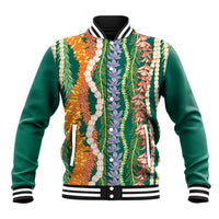 Mahalo Hawaii - Ka Pule a ka Haku Baseball Jacket Mixed Lei LT7 Unisex Sage Green - Polynesian Pride