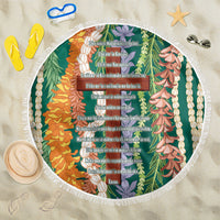 Mahalo Hawaii - Ka Pule a ka Haku Beach Blanket Mixed Lei LT7 One Size 150cm Sage Green - Polynesian Pride