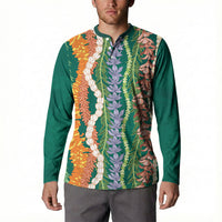 Mahalo Hawaii - Ka Pule a ka Haku Button Sweatshirt Mixed Lei LT7 - Polynesian Pride