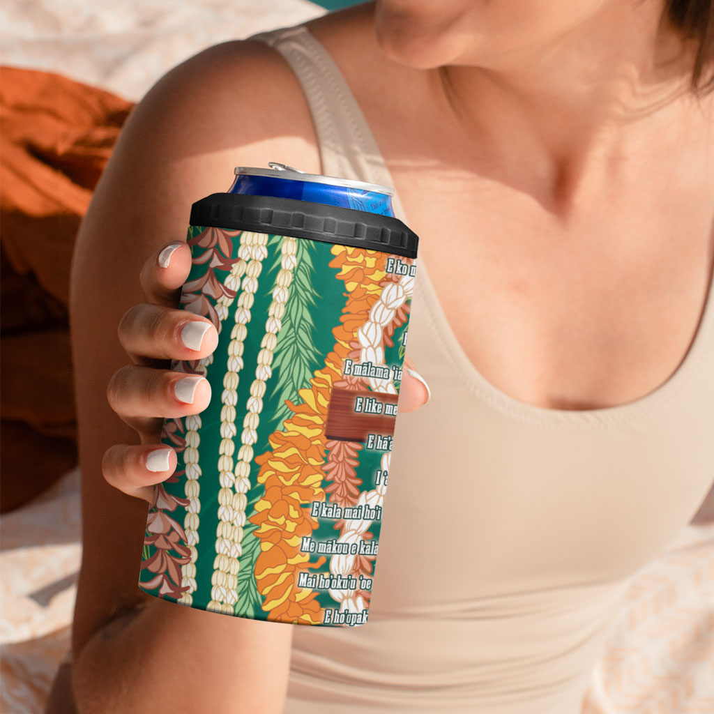 Mahalo Hawaii - Ka Pule a ka Haku 4 in 1 Can Cooler Tumbler Mixed Lei LT7 - Polynesian Pride