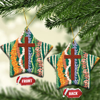 Mahalo Hawaii - Ka Pule a ka Haku Ceramic Ornament Mixed Lei LT7 Star Sage Green - Polynesian Pride