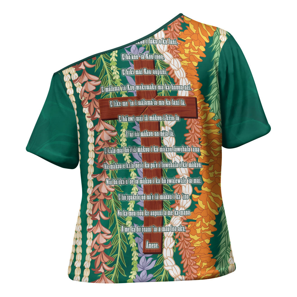 Mahalo Hawaii - Ka Pule a ka Haku Cross Shoulder Shirt Mixed Lei LT7 - Polynesian Pride