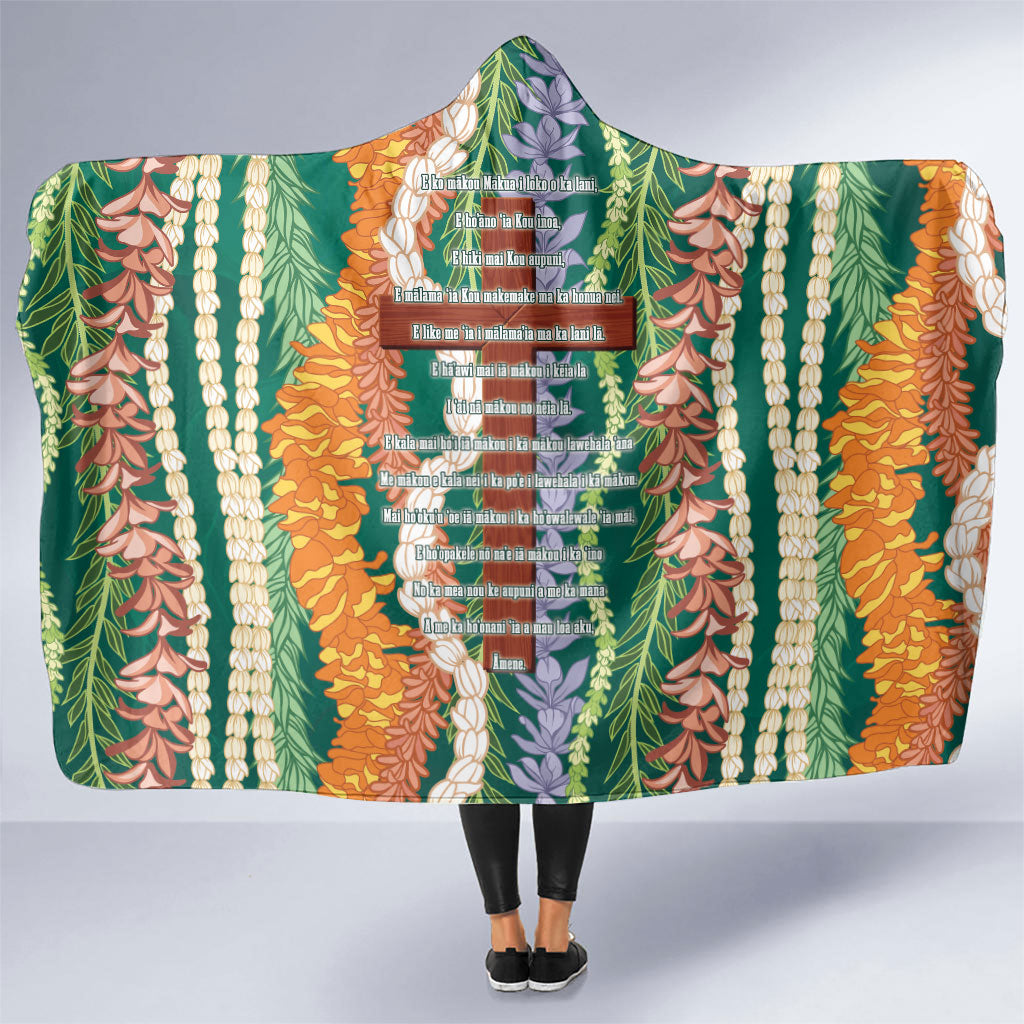 Mahalo Hawaii - Ka Pule a ka Haku Hooded Blanket Mixed Lei LT7 One Size Sage Green - Polynesian Pride