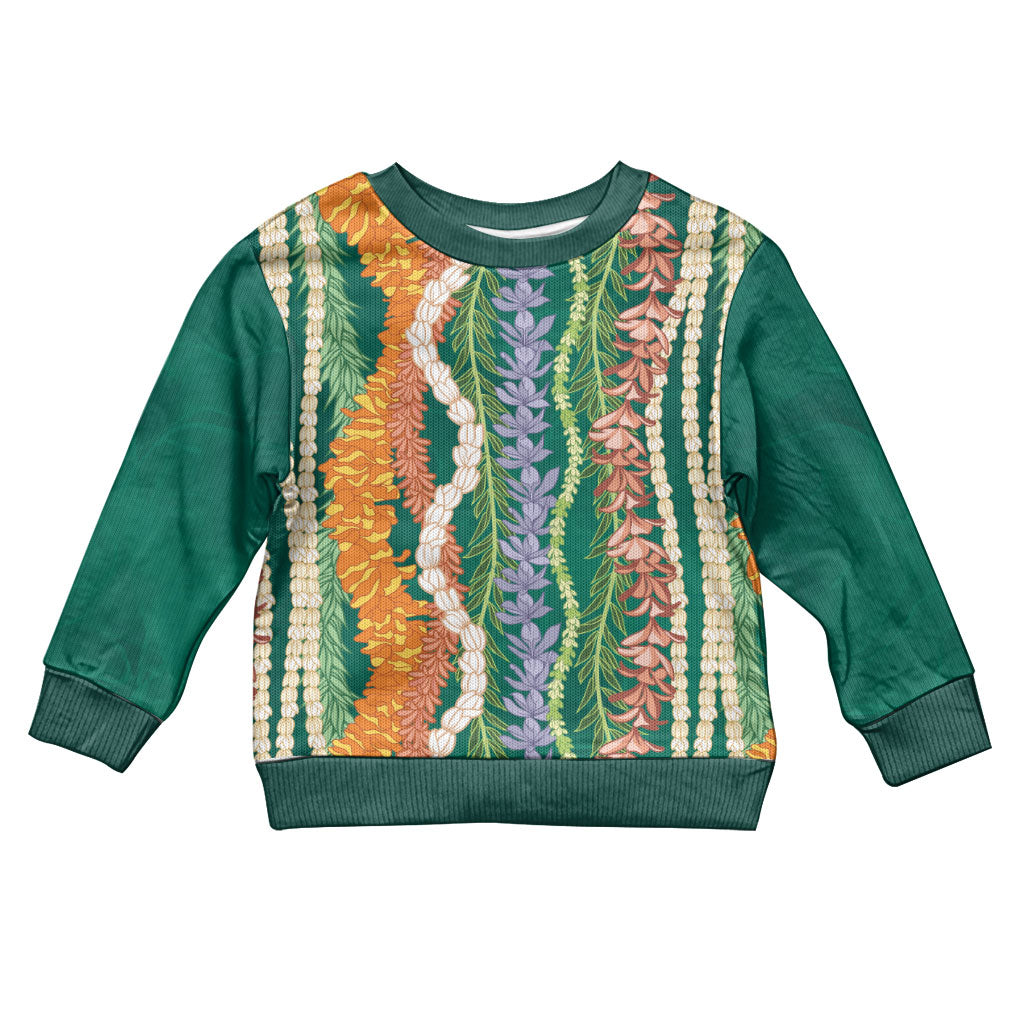 Mahalo Hawaii - Ka Pule a ka Haku Kid Ugly Christmas Sweater Mixed Lei LT7 Kid Sage Green - Polynesian Pride