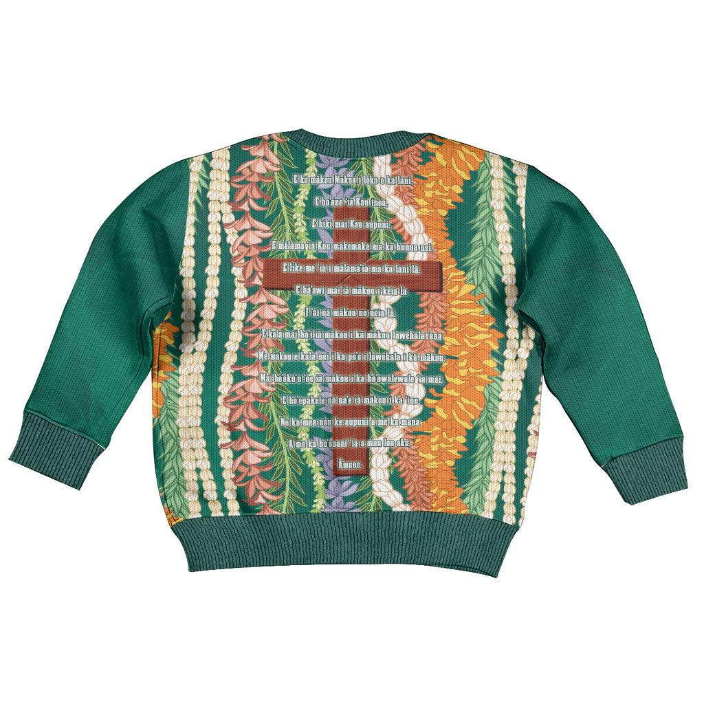 Mahalo Hawaii - Ka Pule a ka Haku Kid Ugly Christmas Sweater Mixed Lei LT7 - Polynesian Pride