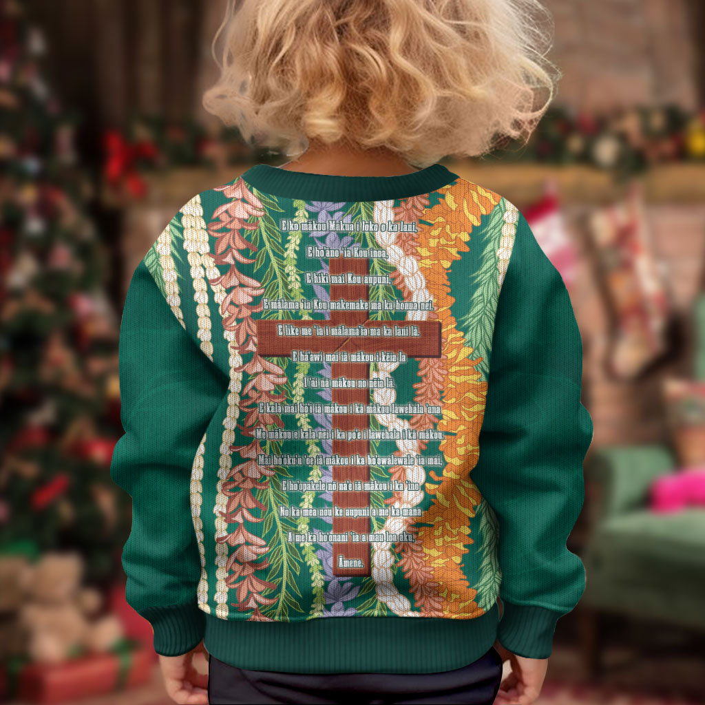 Mahalo Hawaii - Ka Pule a ka Haku Kid Ugly Christmas Sweater Mixed Lei LT7 - Polynesian Pride