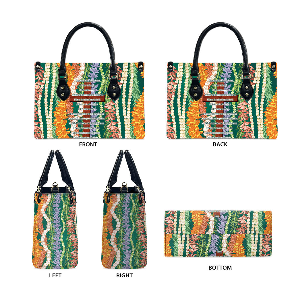Mahalo Hawaii - Ka Pule a ka Haku Leather Bag Mixed Lei LT7 - Polynesian Pride