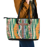 Mahalo Hawaii - Ka Pule a ka Haku Leather Tote Bag Mixed Lei LT7 - Polynesian Pride