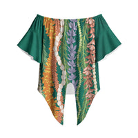 Mahalo Hawaii - Ka Pule a ka Haku Off Shoulder Wrap Waist Top Mixed Lei LT7 - Polynesian Pride