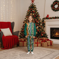 Mahalo Hawaii - Ka Pule a ka Haku Christmas Pajama Set Mixed Lei LT7 Kid Sage Green - Polynesian Pride