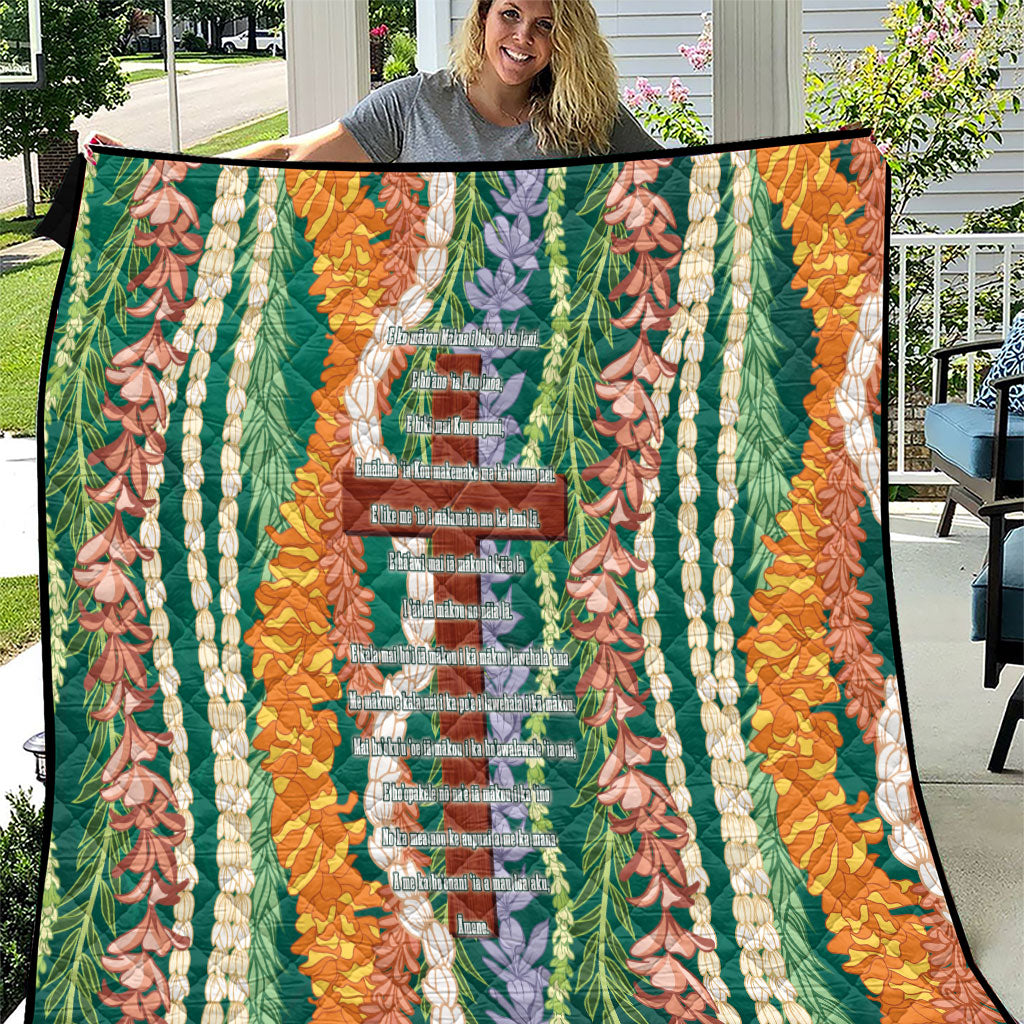Mahalo Hawaii - Ka Pule a ka Haku Quilt Mixed Lei LT7 Sage Green - Polynesian Pride