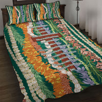 Mahalo Hawaii - Ka Pule a ka Haku Quilt Bed Set Mixed Lei LT7 Sage Green - Polynesian Pride