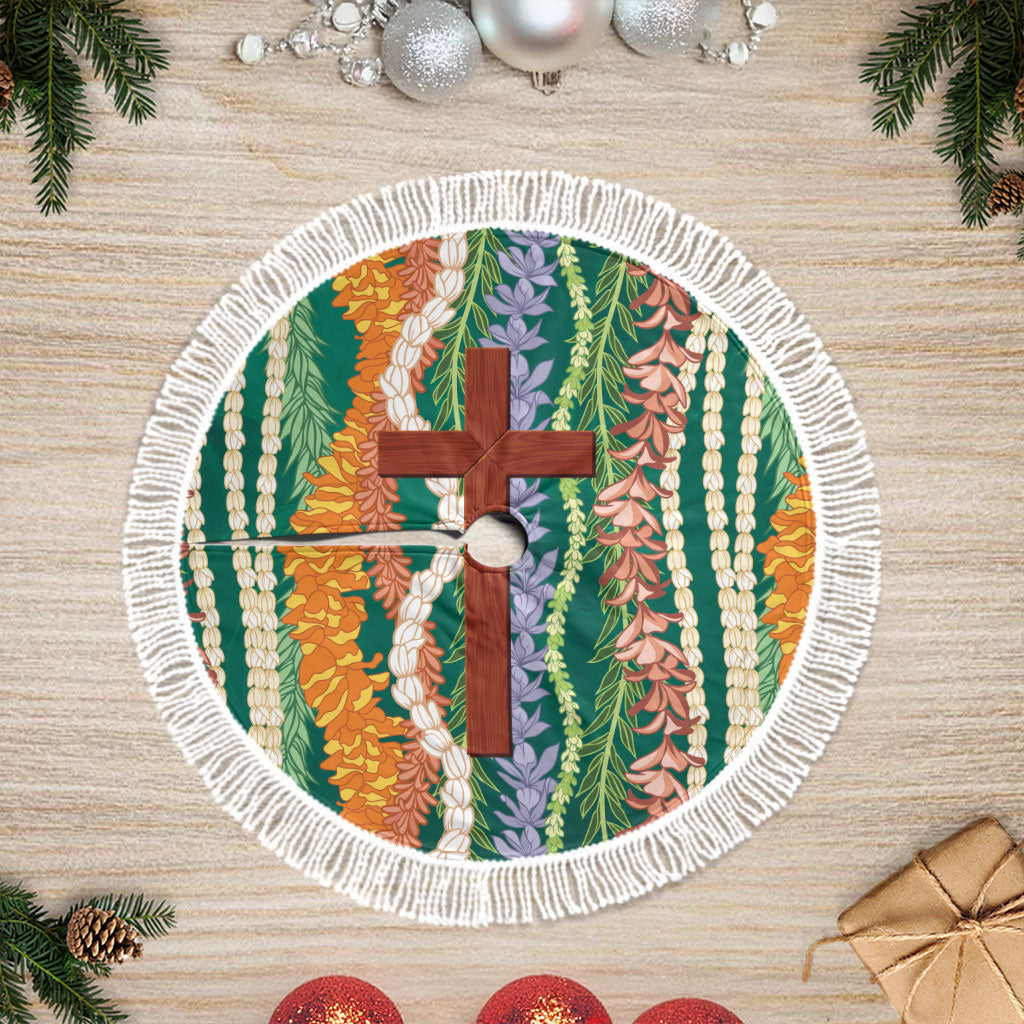 Mahalo Hawaii - Ka Pule a ka Haku Tree Skirt Mixed Lei LT7 Fringed Sage Green - Polynesian Pride