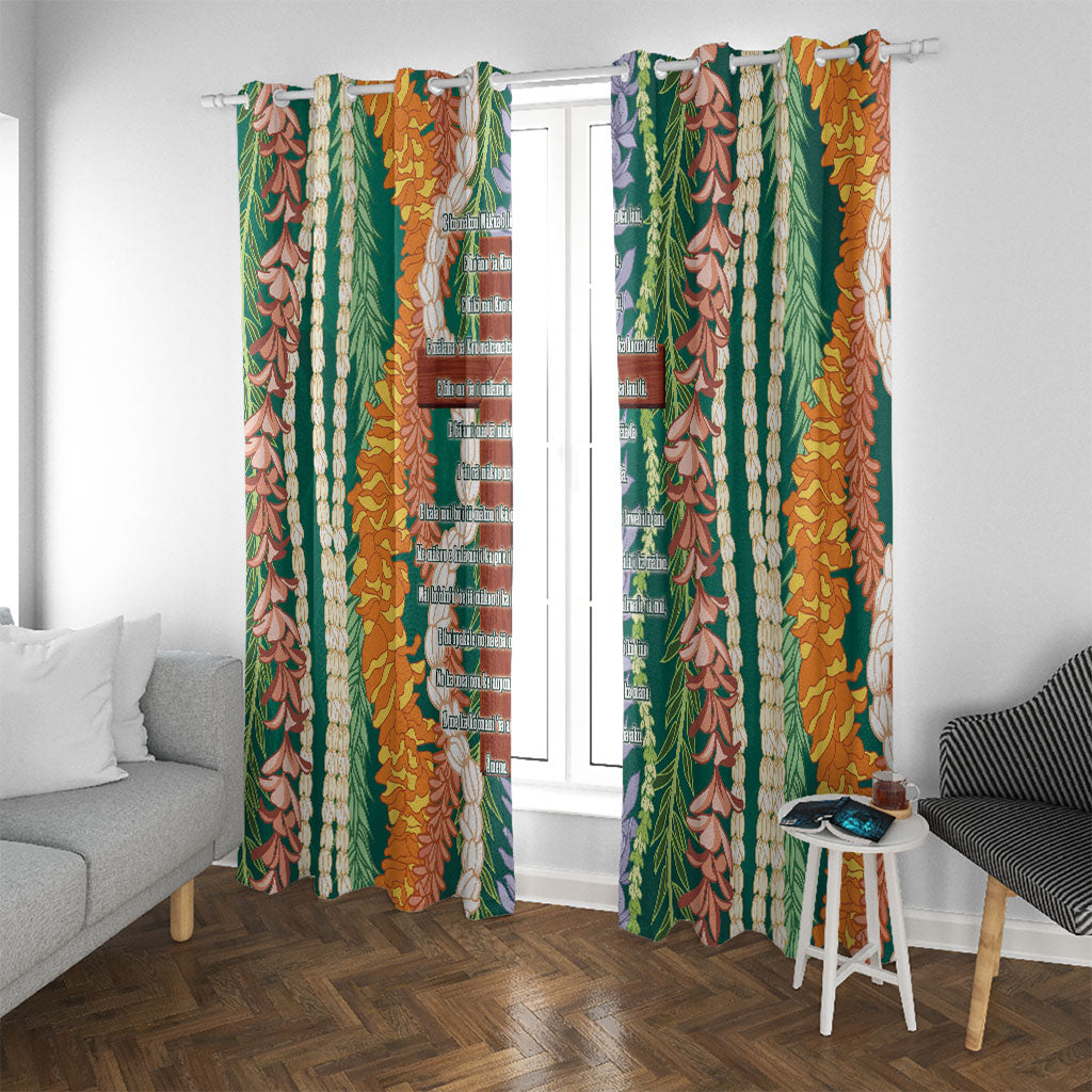 Mahalo Hawaii - Ka Pule a ka Haku Window Curtain Mixed Lei LT7 With Grommets Sage Green - Polynesian Pride