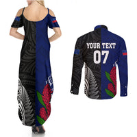 Personalised New Zealand Vs Samoa Rugby Couples Matching Summer Maxi Dress and Long Sleeve Button Shirts Go Champions LT7 - Polynesian Pride
