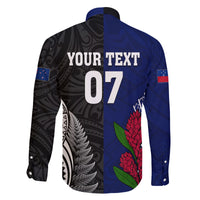 Personalised New Zealand Vs Samoa Rugby Family Matching Off Shoulder Long Sleeve Dress and Hawaiian Shirt Go Champions LT7 - Polynesian Pride