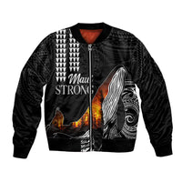 Hawaii Humpback Whale Bomber Jacket Be Strong - Pray For Maui LT7 Unisex Black - Polynesian Pride