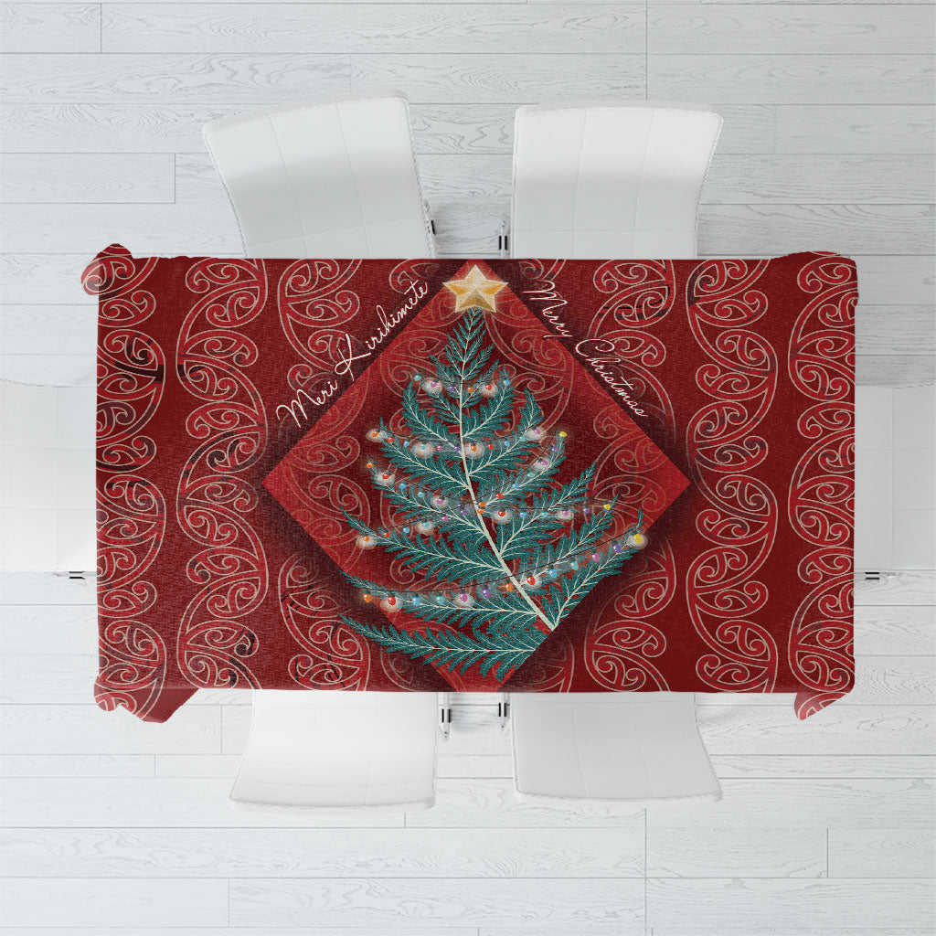 Aotearoa Maori Mangopare Meri Kirihimete Tablecloth Christmas Fern LT7 Red - Polynesian Pride