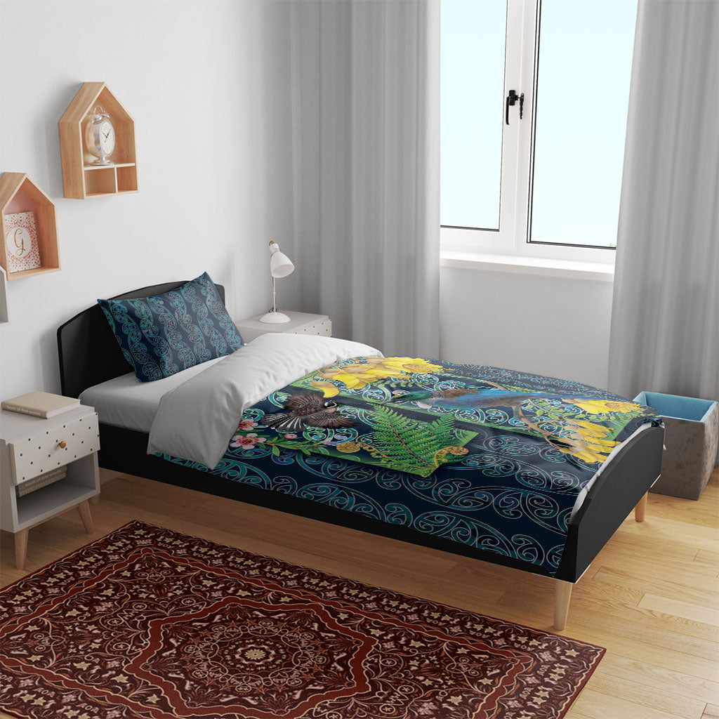 Aotearoa Maori Mangopare Christmas Bedding Set Pikawakawa and Tui LT7 - Polynesian Pride
