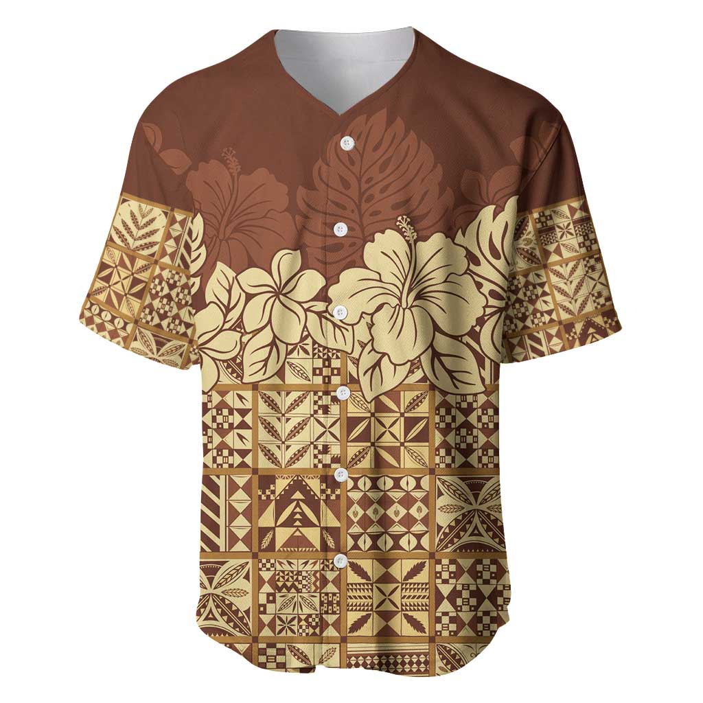 Niue Hiapo Motif Baseball Jersey Tapa Classic LT7 Beige - Polynesian Pride
