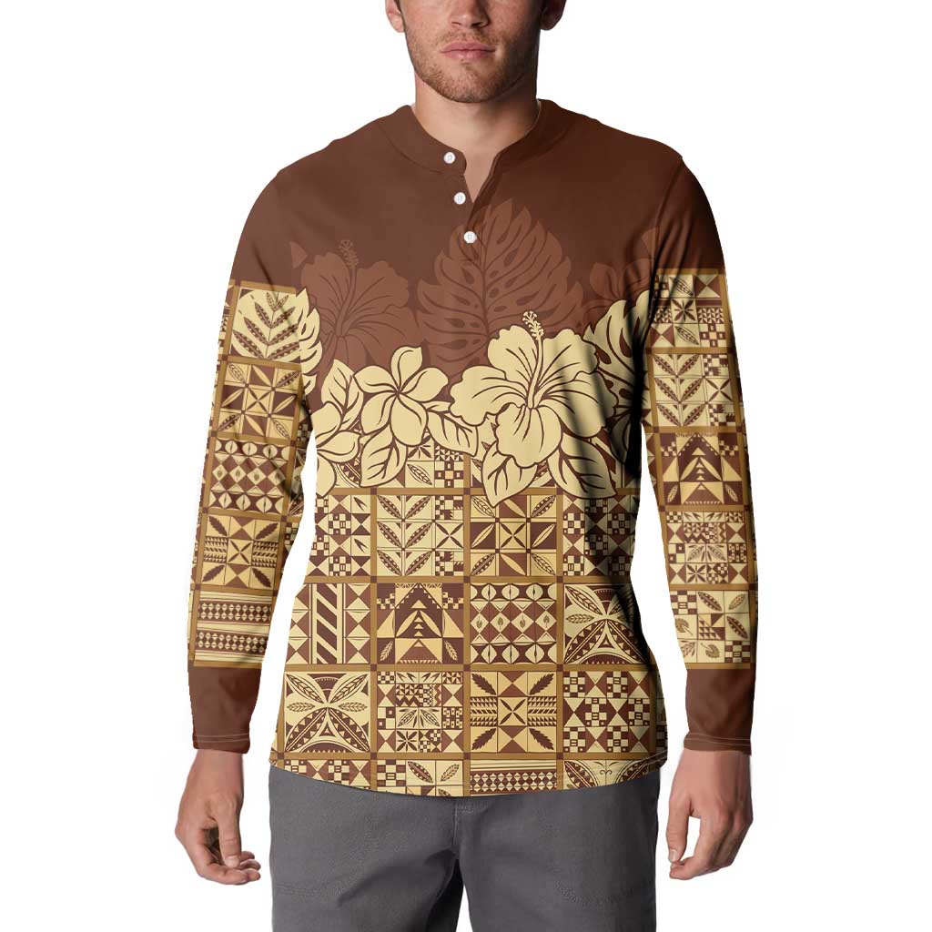 Niue Hiapo Motif Button Sweatshirt Tapa Classic