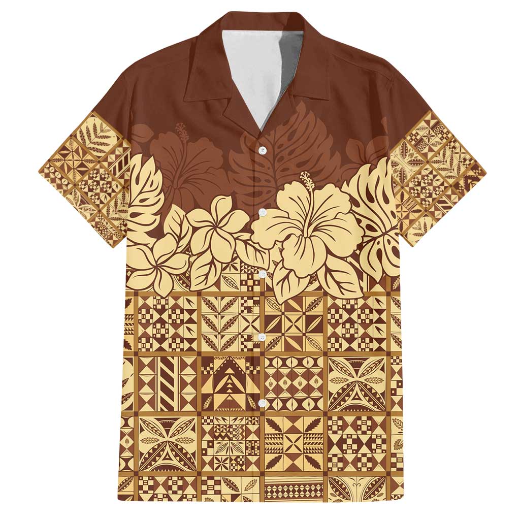 Niue Hiapo Motif Family Matching Off Shoulder Short Dress and Hawaiian Shirt Tapa Classic