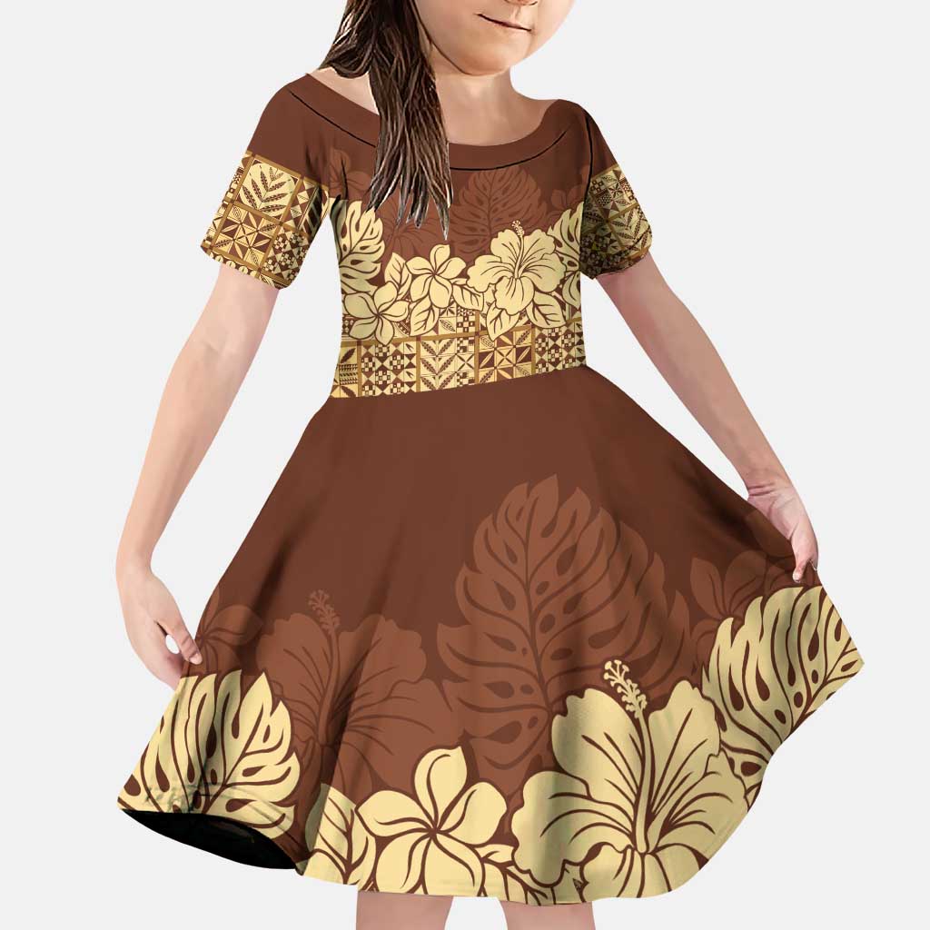 Niue Hiapo Motif Family Matching Puletasi and Hawaiian Shirt Tapa Classic