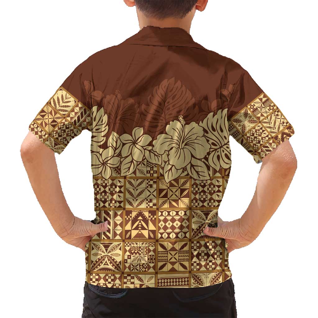 Niue Hiapo Motif Family Matching Tank Maxi Dress and Hawaiian Shirt Tapa Classic LT7 - Polynesian Pride