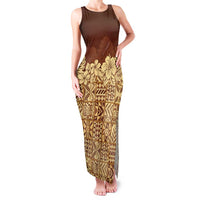 Niue Hiapo Motif Family Matching Tank Maxi Dress and Hawaiian Shirt Tapa Classic LT7 Mom's Dress Beige - Polynesian Pride
