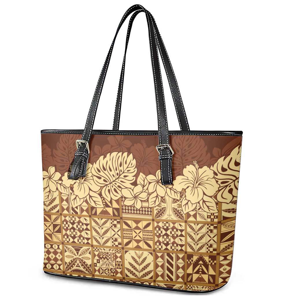 Niue Hiapo Motif Leather Tote Bag Tapa Classic