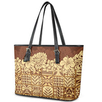 Niue Hiapo Motif Leather Tote Bag Tapa Classic
