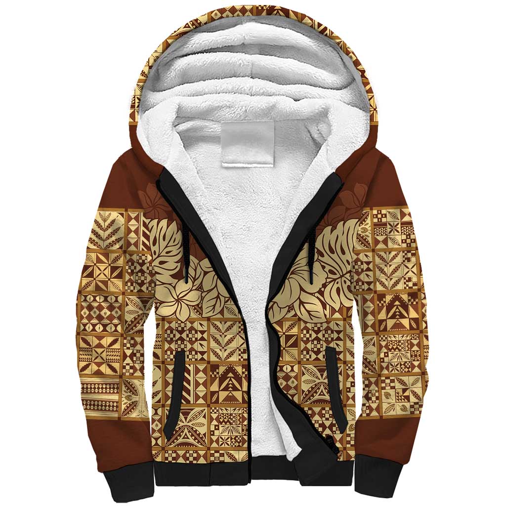 Niue Hiapo Motif Sherpa Hoodie Tapa Classic