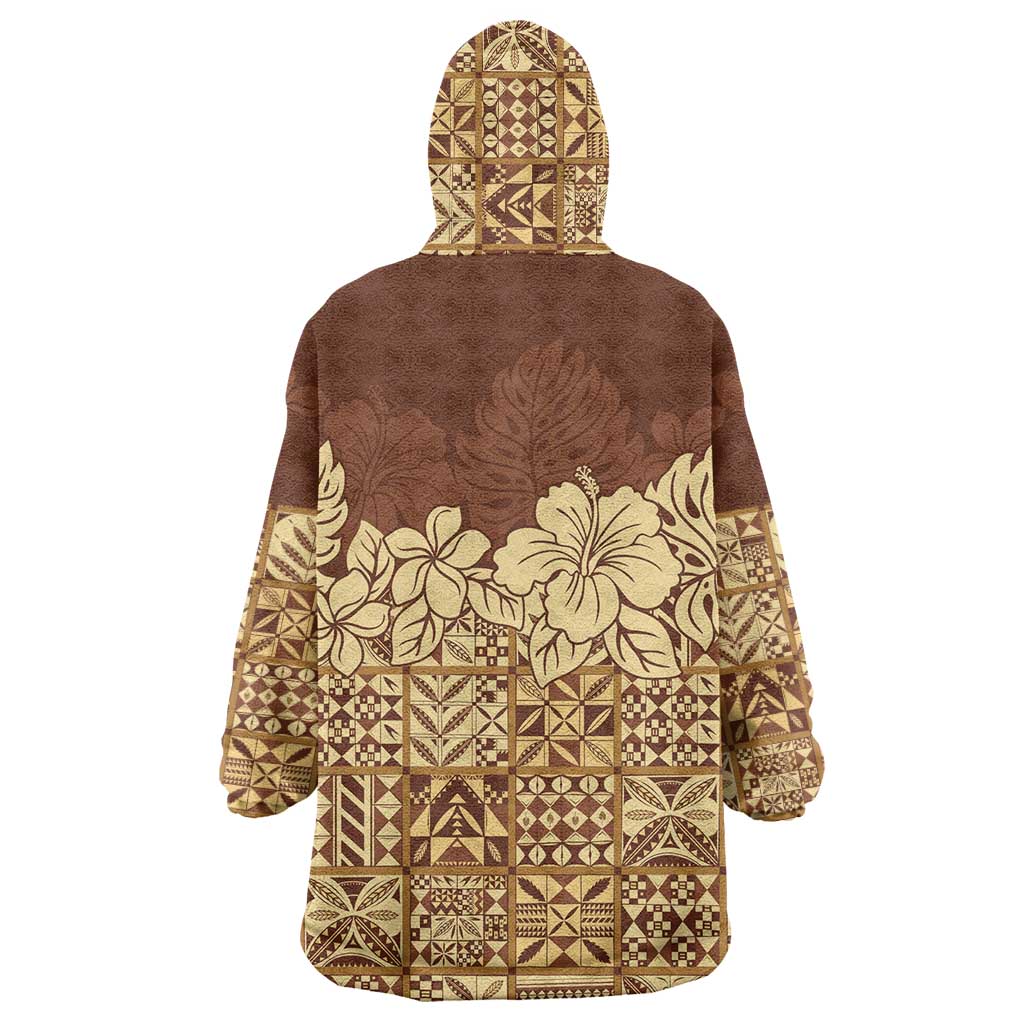 Niue Hiapo Motif Wearable Blanket Hoodie Tapa Classic LT7 - Polynesian Pride